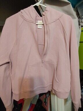 Lole Light Pink Hooded Half Zip Crop Pullover